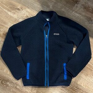 Columbia Kids Fleece Jacket - Dark Blue with Bright Blue Trim